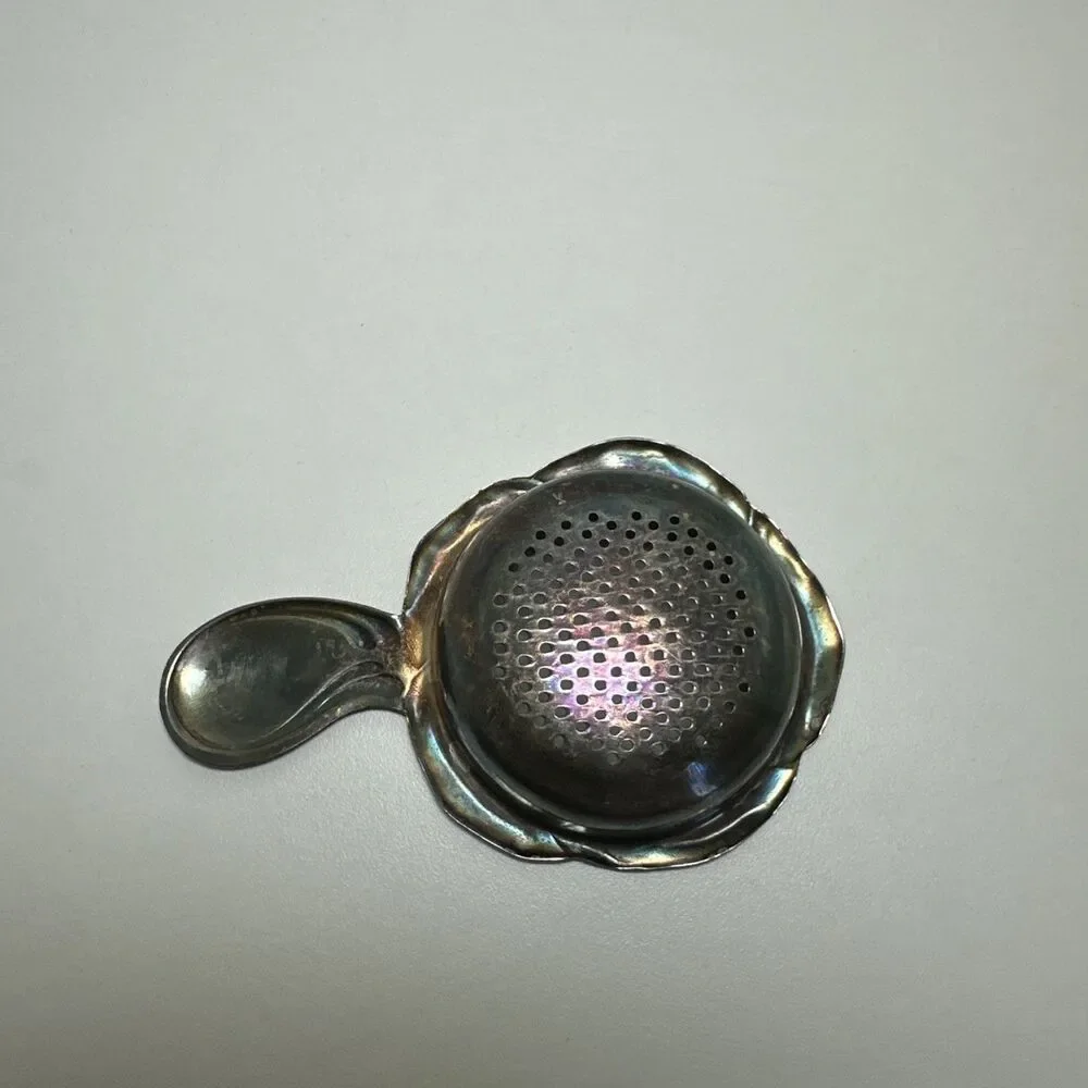 Vintage Silverplate Tea Strainer Handled Tea Leaf Strainer Scalloped Rim